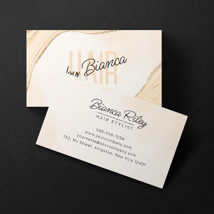 Pfirsich-Beige-Gold-Glitter-Achat-Friseursalon Visitenkarte