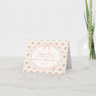 Pfirsich & Beige Vintage Fancy Florales Dankeschön Dankeskarte