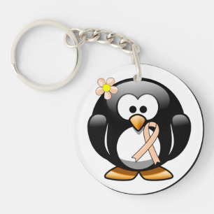 Pfirsich-Bewusstseins-Schleifen-Pinguin Schlüsselanhänger