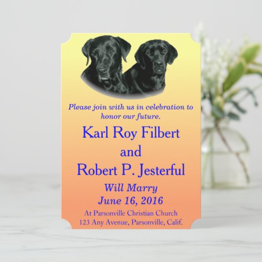 Pfirsich bis hellgelbes Labrador Einladung (Stehend Vorderseite)