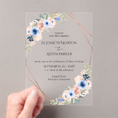 Pfirsich, blau, Hochzeitskollektion mit Blumenmust Acryleinladungen (Insitu (Handheld))