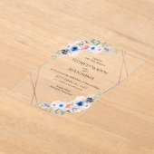 Pfirsich, blau, Hochzeitskollektion mit Blumenmust Acryleinladungen (Ablage )