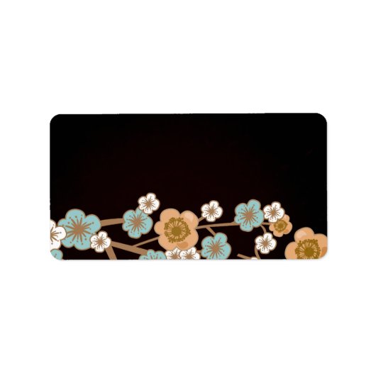 Pfirsich-blaues Sakura-Etikett Adressaufkleber (Vorne)