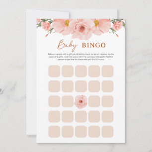 Pfirsich-Blumen-Baby-Shower-BINGO-Karte Einladung