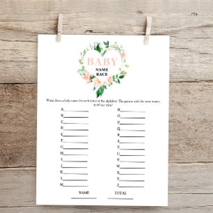 Pfirsich-Blumen-Babynamen-Rennen-Baby-Shower-Spiel
