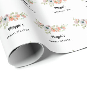Pfirsich-Blumen-Brautstrauß Geschenkpapier