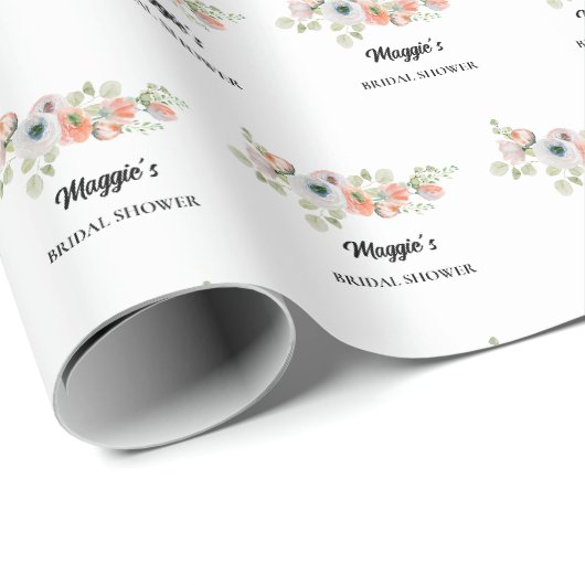 Pfirsich-Blumen-Brautstrauß Geschenkpapier (Rolleneckpunkt)
