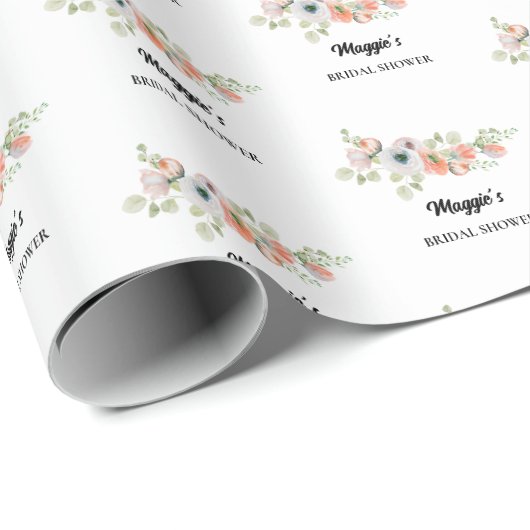 Pfirsich-Blumen-Brautstrauß Geschenkpapier (Rolleneckpunkt)