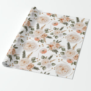 Pfirsich-Blumen-Geschenkpapierbögen Geschenkpapier