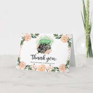 Pfirsich-Blumen-Halloween-Baby-Shower-Dankeskarten Karte