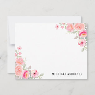 Pfirsich-Blumen personalisierte Namens-Notizkarte Mitteilungskarte