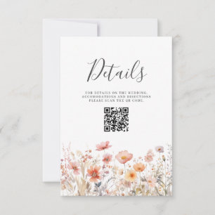 Pfirsich-Blumen-QR-Code-Hochzeitsdetail-Einschluss