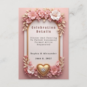 🌺 Pfirsich-Blumen-Roségold-Hochzeitskollektion 💐 Begleitkarte