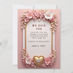 🌺 Pfirsich-Blumen-Roségold-Hochzeitskollektion 💐 Einladung
