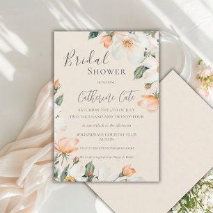 Pfirsich Blumen Rosen Wasserfarbe Brautparty Einladung