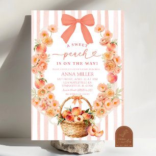 Pfirsich-Blumen-Schleife Coquette Baby Shower Einl Einladung
