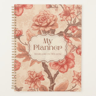 Pfirsich-Blumen-Tagesplaner-Agenda-Notizbuch-Journ Planer