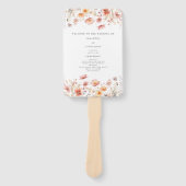 Pfirsich-Blumen-Wildblumen-Hochzeitsprogramm-Handf Fächer (Vorderseite)