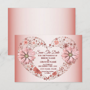 Pfirsich-Blumenherz Modern Save The Date