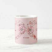 Pfirsich-Blumenherz-Moderne Hochzeitsgeschenk Kaffeetasse (Mittel)