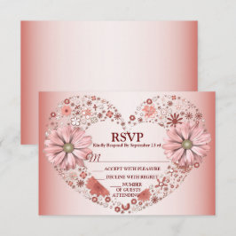 Pfirsich-Blumenherz Moderne Party RSVP Karte