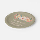 Pfirsich-Blumenleinwand-Babyparty-Platte Pappteller (Schrägansicht)