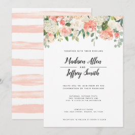 Pfirsich & Blush Blume Einladung Hochzeit