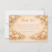 Pfirsich-Blüten 1. Geburtstag Dankeskarte (Vorderseite)