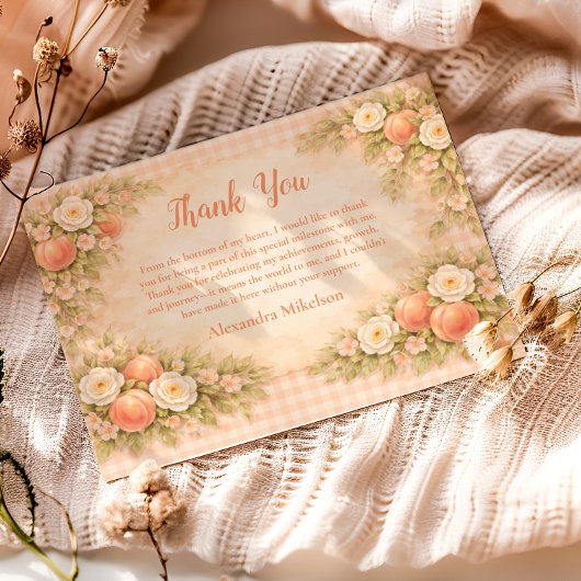 Pfirsich-Blüten 1. Geburtstag Dankeskarte