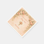 Pfirsich-Blüten 1. Geburtstag Serviette (Ecke)