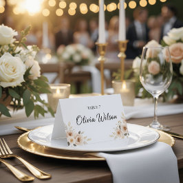 Pfirsich-Blüten-Gold-Minimalistische-Hochzeitsplat Tischnummer