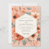 Pfirsich-Blüten-Hochzeit Einladung (Vorderseite)