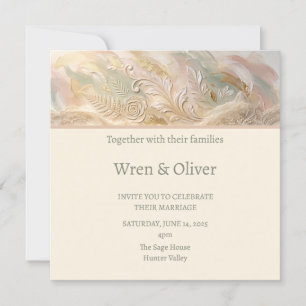 Pfirsich-Blüten-Hochzeit Einladung