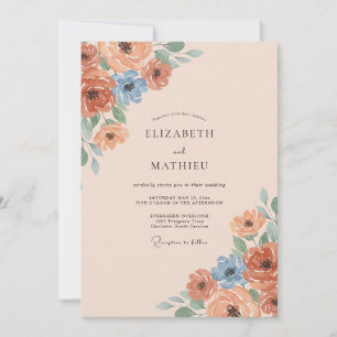 Pfirsich-Blüten-Hochzeit Einladung