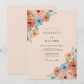 Pfirsich-Blüten-Hochzeit Einladung (Vorne/Hinten)