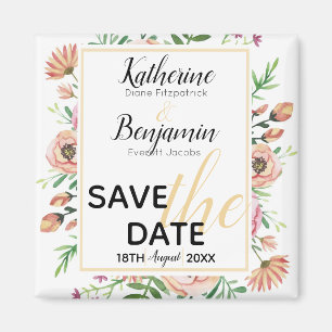 Pfirsich-Blüten-Save-the-Date Magnet
