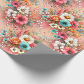 Pfirsich Blütenblüte Geschenkpapier (Ecke)