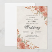 Pfirsich-Blütenhochzeit Einladung (Vorne/Hinten)
