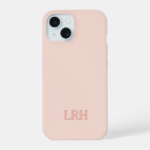 Pfirsich Boho Doppellayer Einfaches Initialen Mono iPhone 15 Hülle (Rückseite)