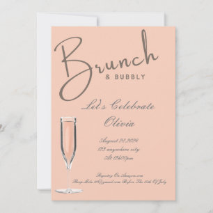 Pfirsich-Brunch und prickelnde Hochzeits-Einladung Save The Date
