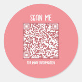 Pfirsich | Business QR Code Scannable Runder Aufkleber (Vorderseite)