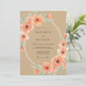 Pfirsich charmante Boho-Hochzeit Einladung (Stehend Vorderseite)