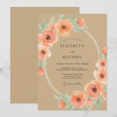 Pfirsich charmante Boho-Hochzeit Einladung (Vorne/Hinten)
