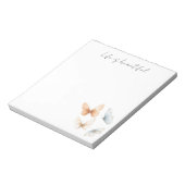 Pfirsich Chic Blaue Schmetterlinge Notizblock (Rotiert)