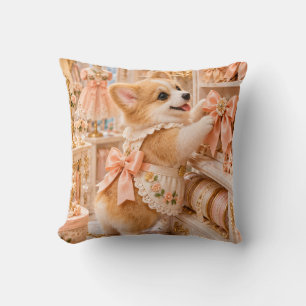 Pfirsich-Corgi-Band-Boutique Florales Atelier Kissen