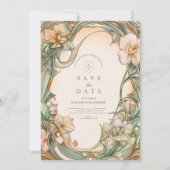 Pfirsich-Creme-Bloom-Hochzeit Save The Date (Vorderseite)