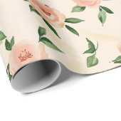 Pfirsich-Creme-Blumen-Brautparty Geschenkpapier (Rolleneckpunkt)