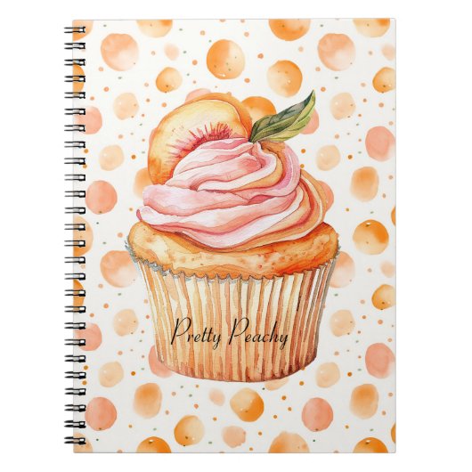 Pfirsich-Cupcake Whimsical Dots Notizblock (Vorderseite)