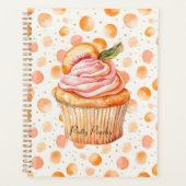 Pfirsich-Cupcake Whimsical Dots Planer (Vorderseite)
