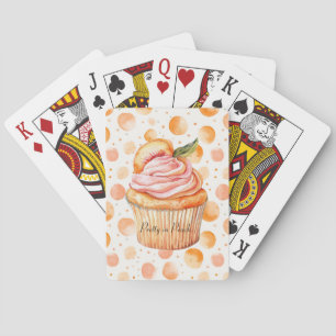 Pfirsich Cupcake Whimsical Dots Spielkarten